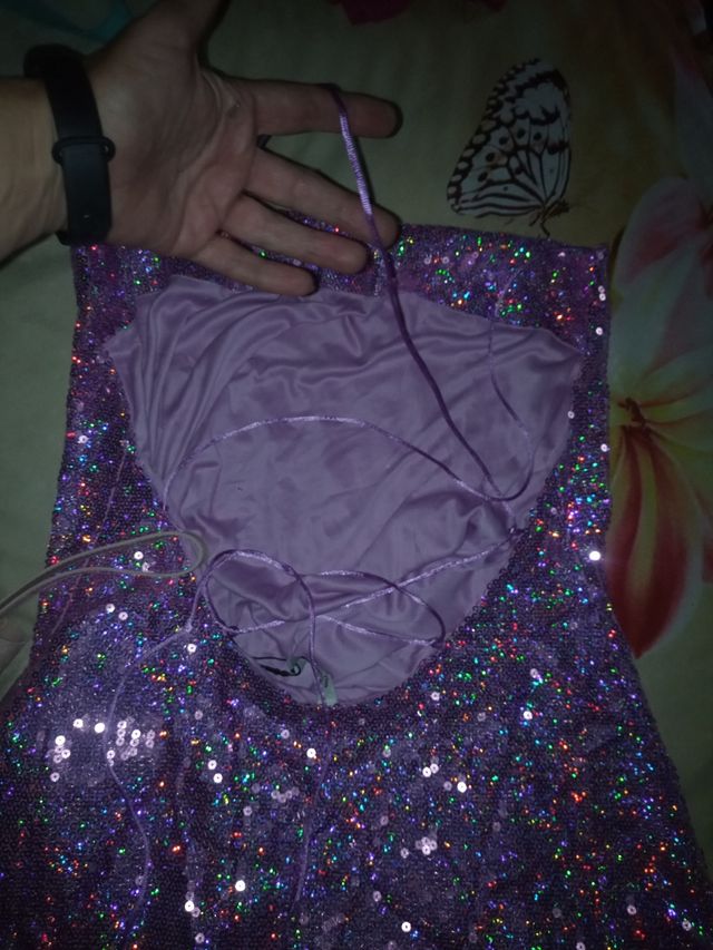 Vestido lentejuelas morado talla 42