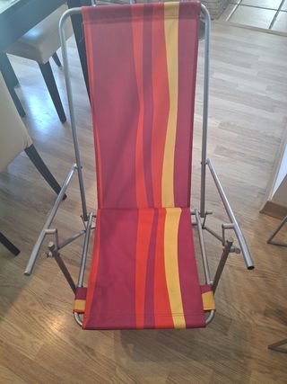 Silla playa plegable roja anaranjada