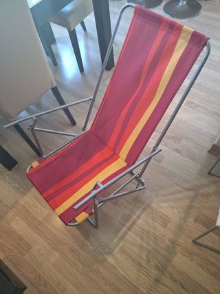 Silla playa plegable roja anaranjada