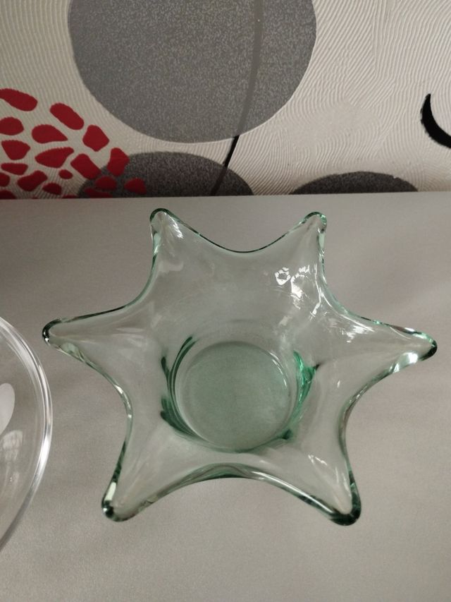 2 piezas cristal: portavelas & cuenco