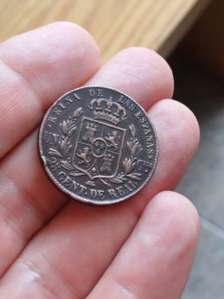 Moneda 25 Céntimos Real Isabel II 1864