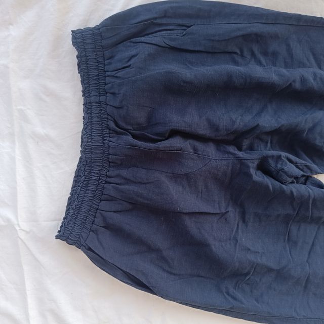 Pantaloni lino blu uomo