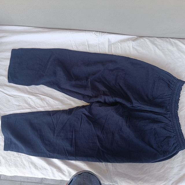 Pantaloni lino blu uomo