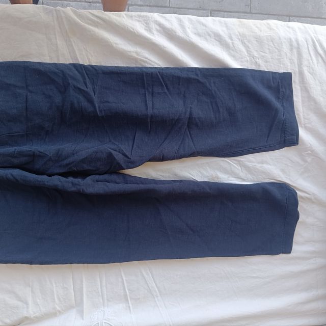 Pantaloni lino blu uomo