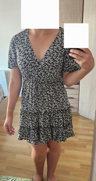 Vestido flores blanco y negro