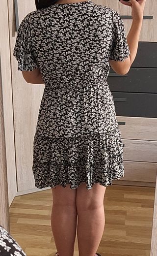 Vestido flores blanco y negro