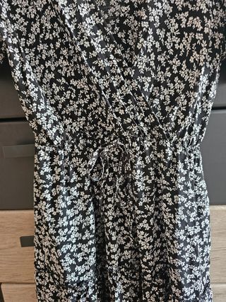 Vestido flores blanco y negro