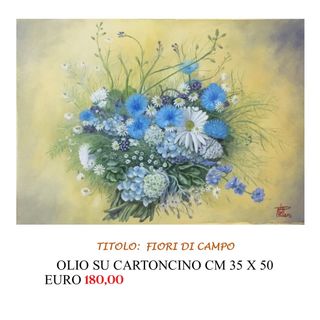 Dipinto Fiori di Campo - Olio su Cartoncino