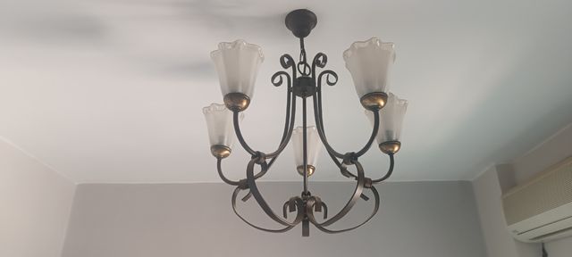 Araña forja y cristal vintage