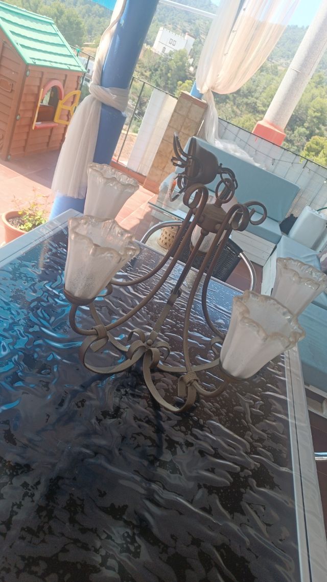 Araña forja y cristal vintage