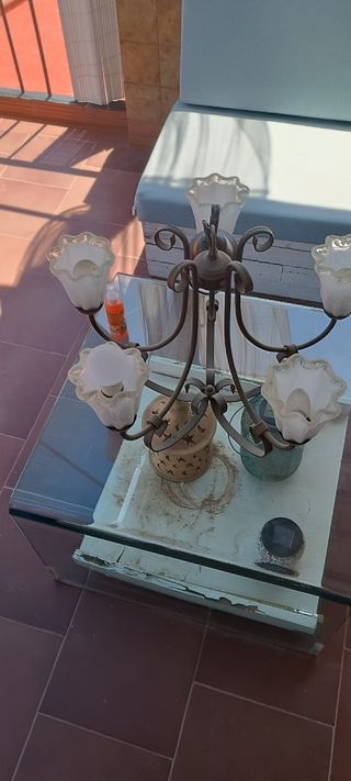 Araña forja y cristal vintage