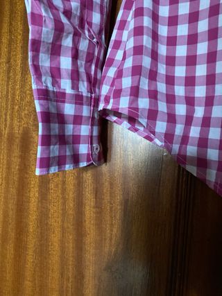 Camisa Benetton cuadros morado claro y blancos