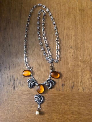 Collana vintage ambra & argento