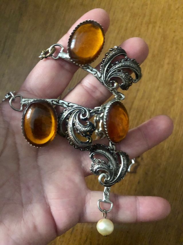 Collana vintage ambra & argento
