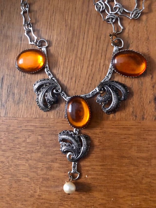 Collana vintage ambra & argento
