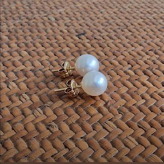 Pendientes Perla: Blancos, Caja Azul