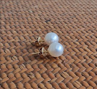 Pendientes Perla: Blancos, Caja Azul