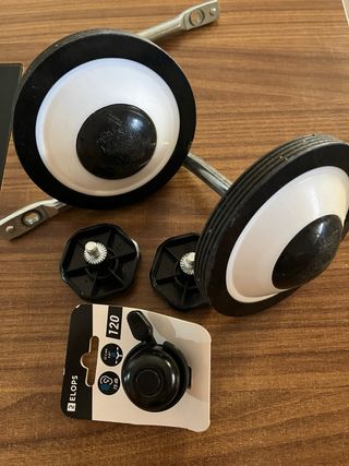 Ruedines bici + timbre 120 decathlon