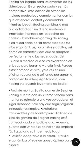 Silla Gaming Balance Racing - Azul Nuevo