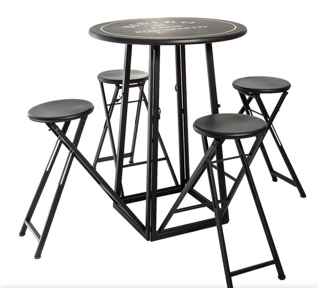 Mesa plegable metalica negra + 4 sillas