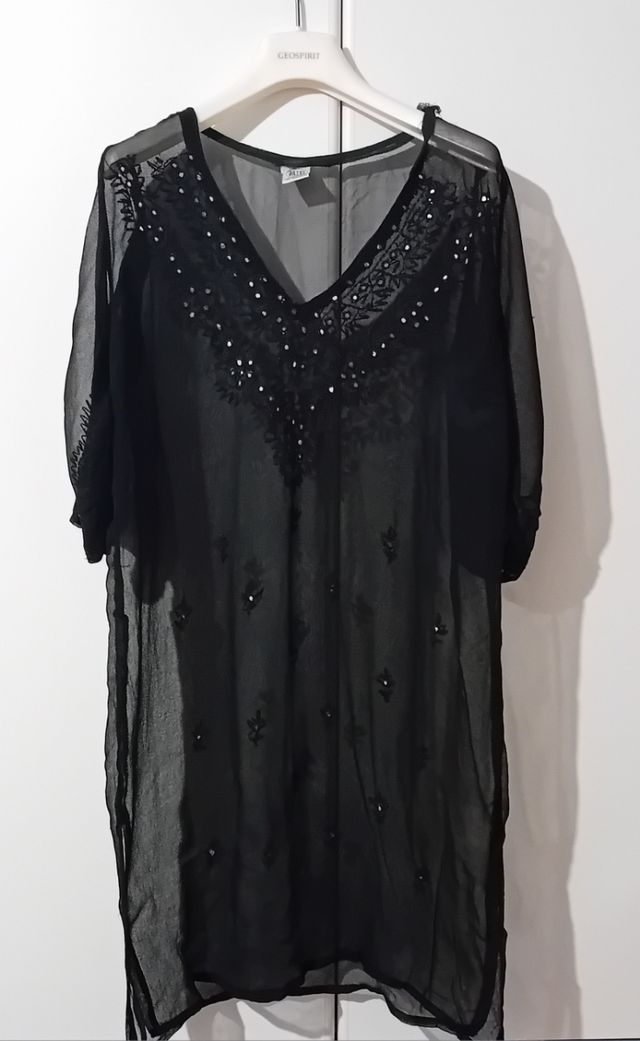 Caftano nero voile copricostume