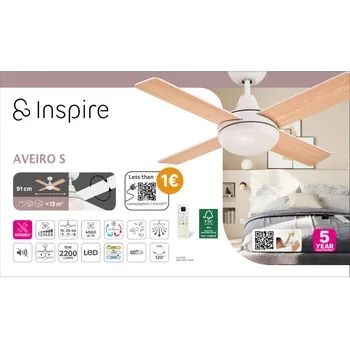 Ventilador techo Inspire blanco silencioso