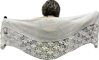 Chal crochet blanco algodón