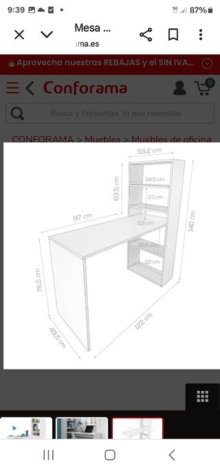 Escritorio con estantería blanco