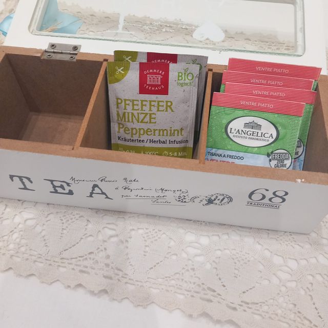 Scatola tè shabby chic vintage