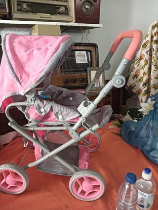 Carrito muñecas rosa y gris
