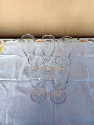  5 Calici Champagne - Vetro Trasparente