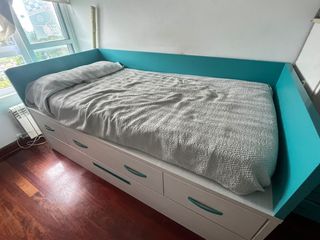 Cama nido turquesa con cajones