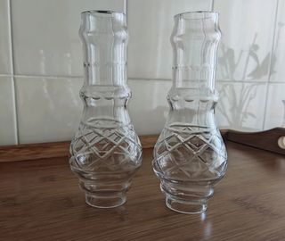 2 PIEZAS CRISTAL TALLADO LÁMPARA ANTIGUA