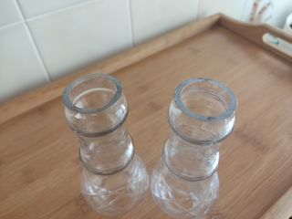 2 PIEZAS CRISTAL TALLADO LÁMPARA ANTIGUA