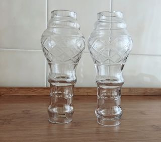 2 PIEZAS CRISTAL TALLADO LÁMPARA ANTIGUA