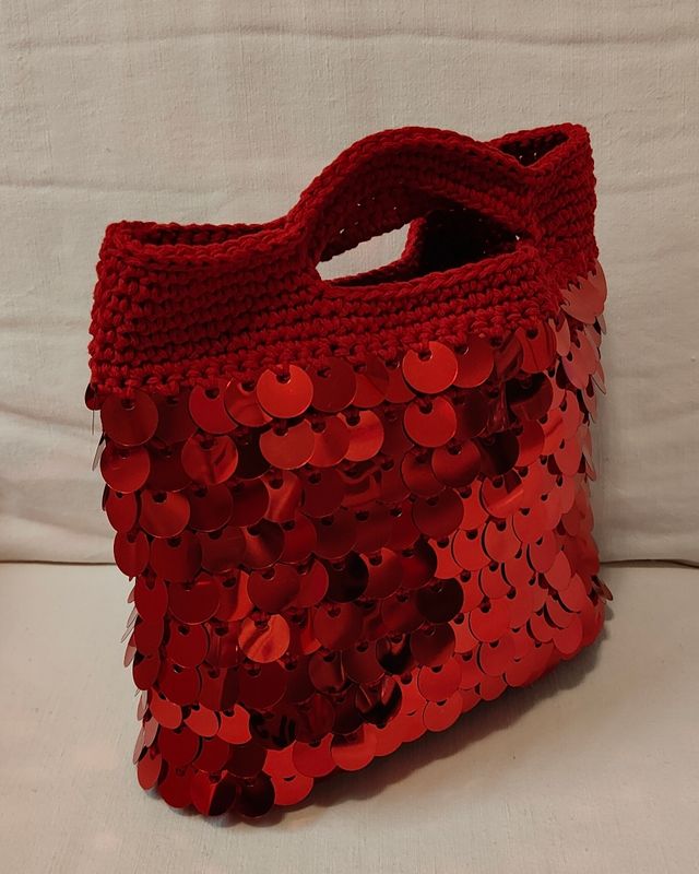 Borsa a mano rossa paillettes