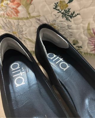 Zapatos tacón negros ante