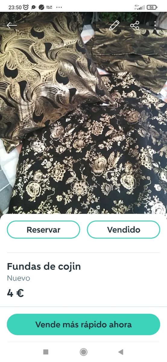 Fodere per cuscini nere e dorate