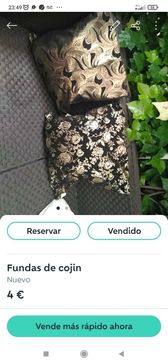 Fodere per cuscini nere e dorate