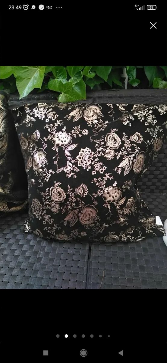 Fodere per cuscini nere e dorate