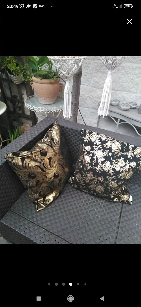 Fodere per cuscini nere e dorate