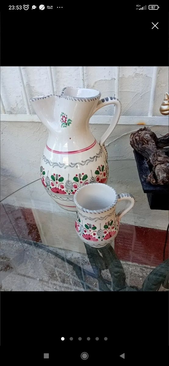 Caraffa e tazza fatte a mano H. Puente