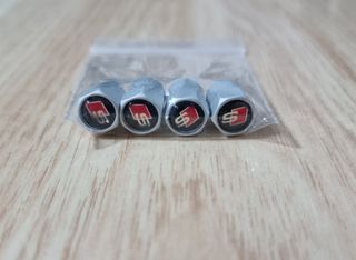 4 tapones para válvula con logo SLine Audi,metal.
