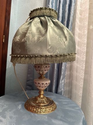 Lampara vintage verde y ceramica