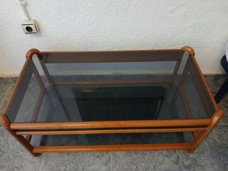 Mesa centro madera cristal vintage