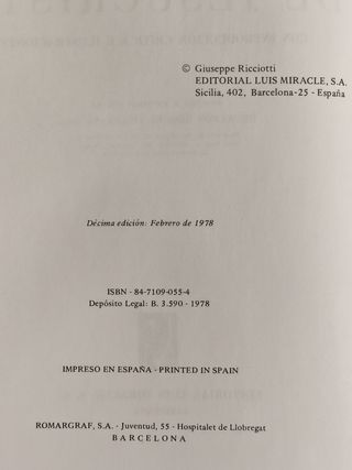 VIDA DE JESUCRISTO AÑO 1978 GIUSEPPE RICCIOTTI