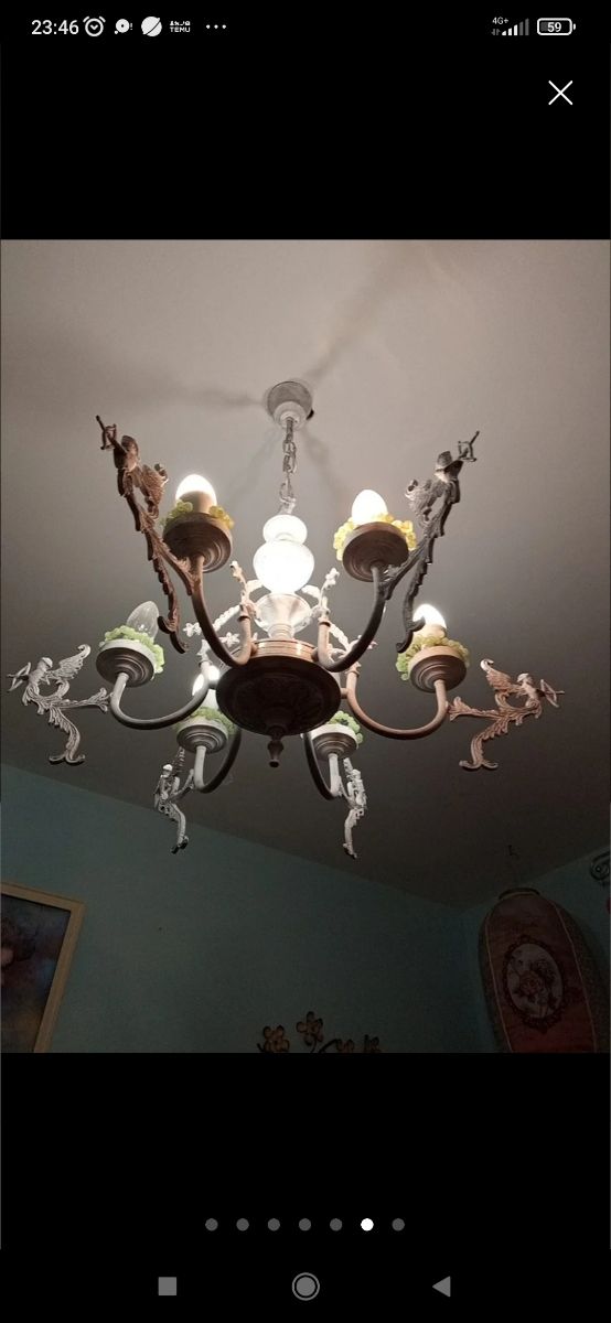 Lampada vintage a 6 bracci