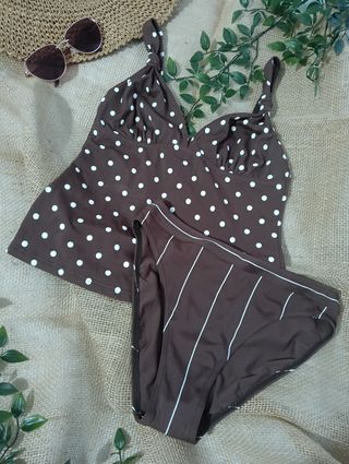 Bikini marrón - lunares blancos