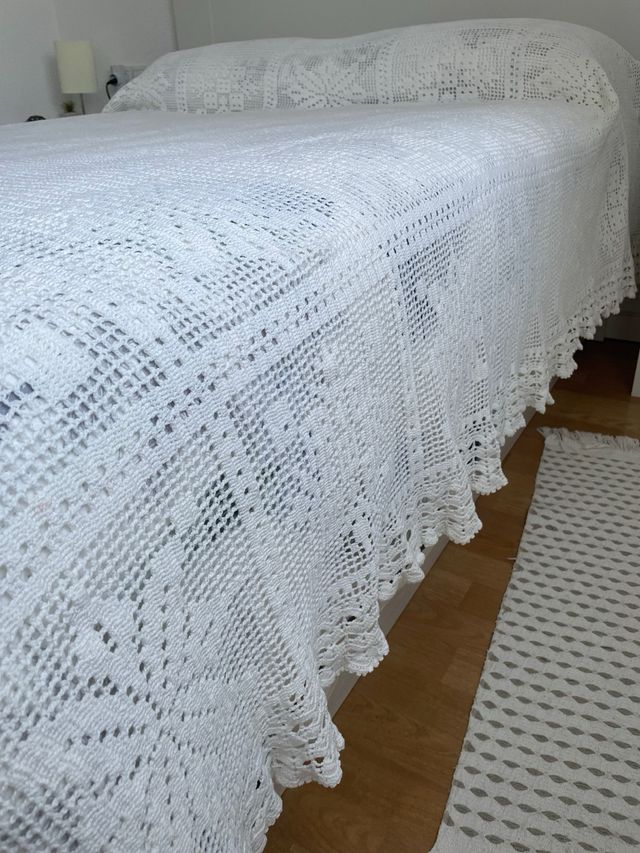 Colcha algodón crochet cama 135cm