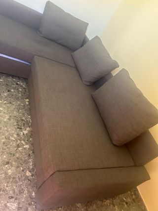 Sofá chaise longue gris - 4 plazas